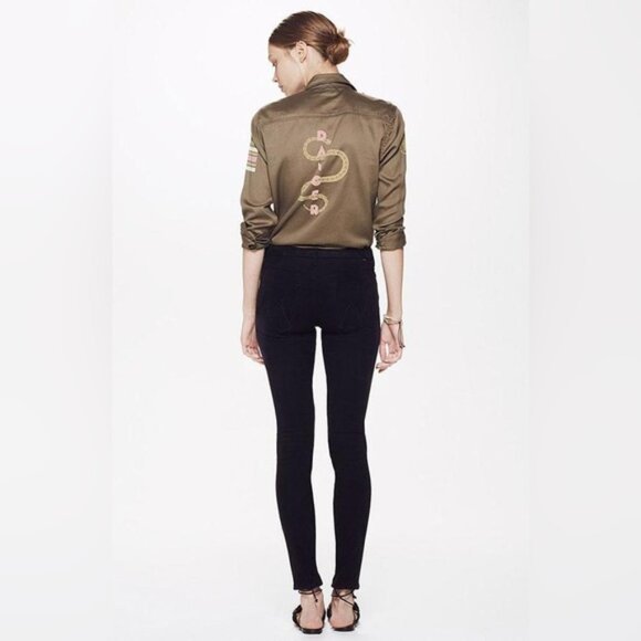 Mother | The High Waisted Looker Tricks of the Trade Black Faux Suede Size 31 - Picture 2 of 2